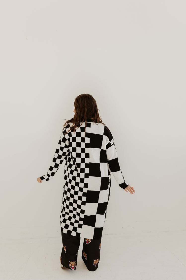 Checkered Dreams Long Cardigan