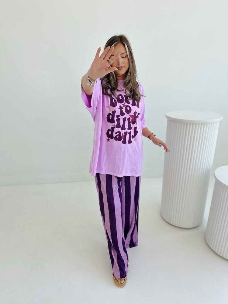 Purple Striped Flowy PANTS