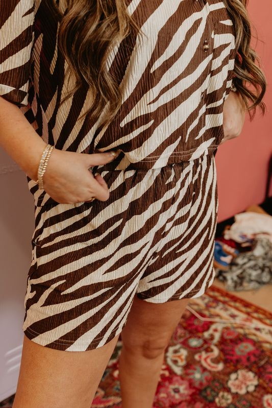 Zebra Flowy Shorts (BROWN & TAN)