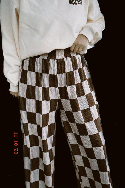 Checkmate Wide Leg Pant (Brown)
