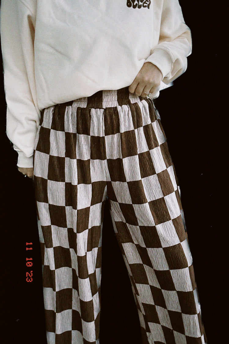 Checkmate Wide Leg Pant (Brown)