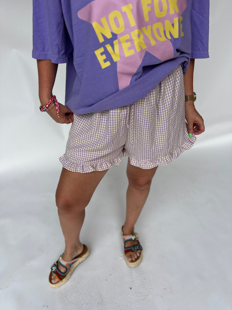 Purple & Yellow Gingham Ruffle SHORTS