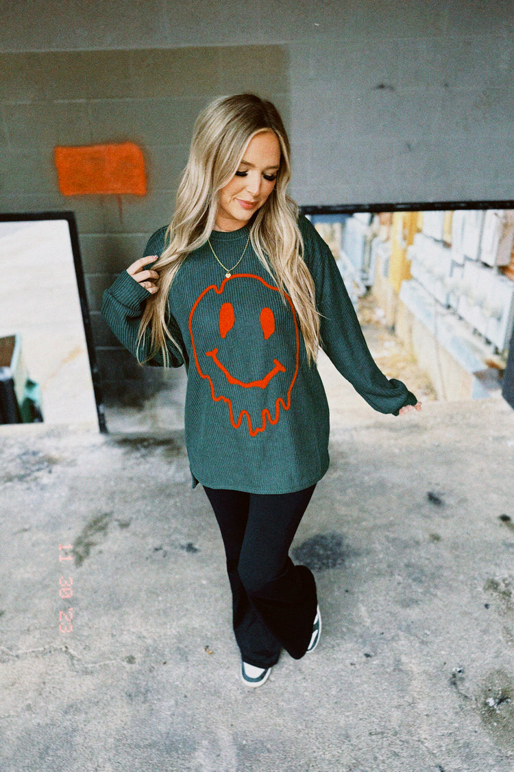 DRIP SMILEY KNIT SWEATER (GREEN)