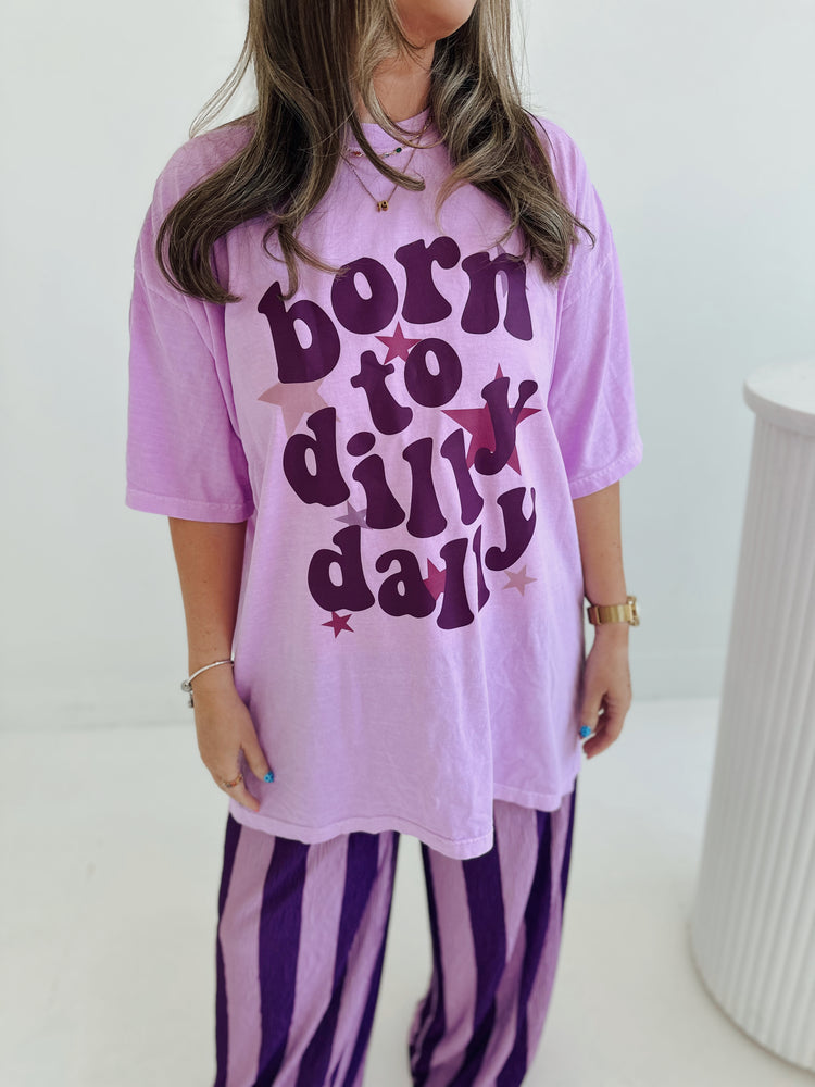 Dilly Dally Graphic T-shirt NEON VIOLET (full length)