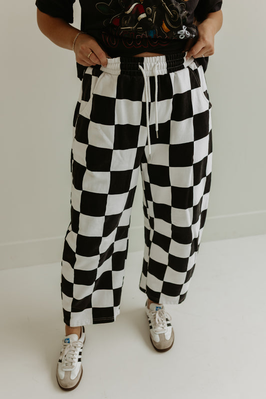 Barrel Sweat Pants (B&W CHECK)