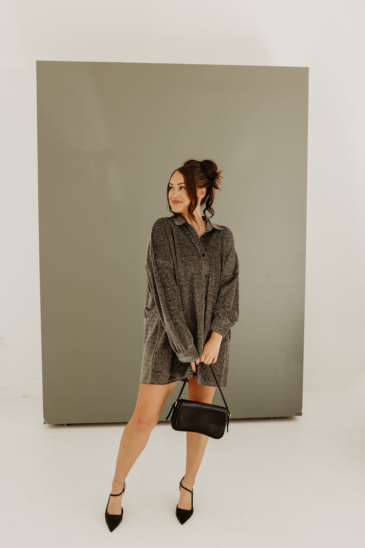 Midnight Magic Oversized Button up (Gunmetal)