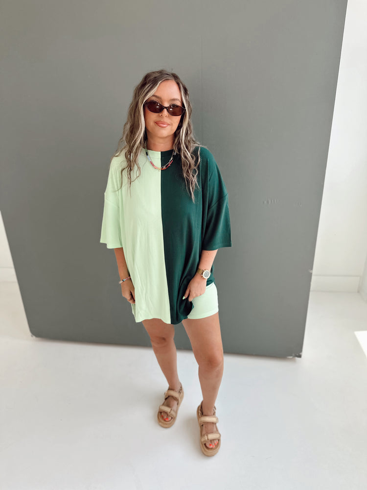 ENVY GREEN SPLICED RIBBED CATLYN SET