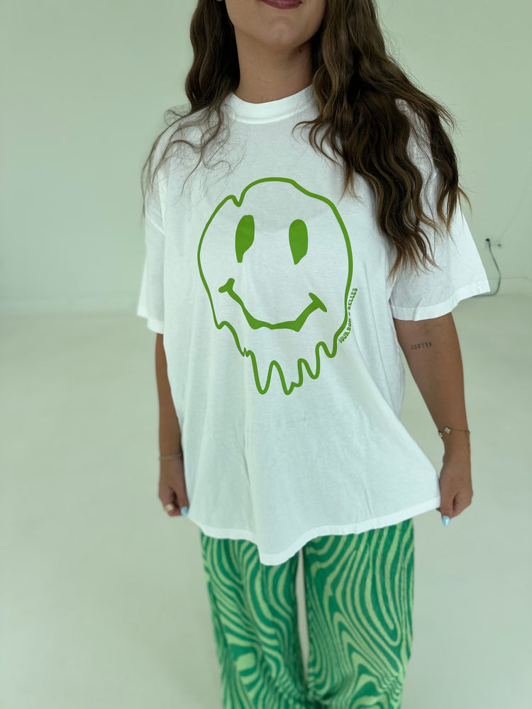 Green Drip Smiley (White)