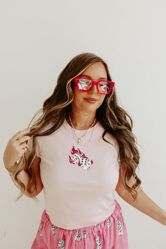Flaming Dice Baby T (Baby Pink)