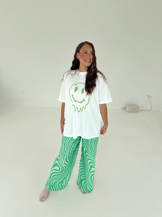 Green Drip Smiley (White)