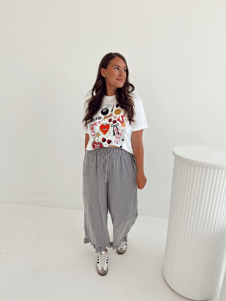 B&W Gingham Cropped Ruffle Boxer Pants