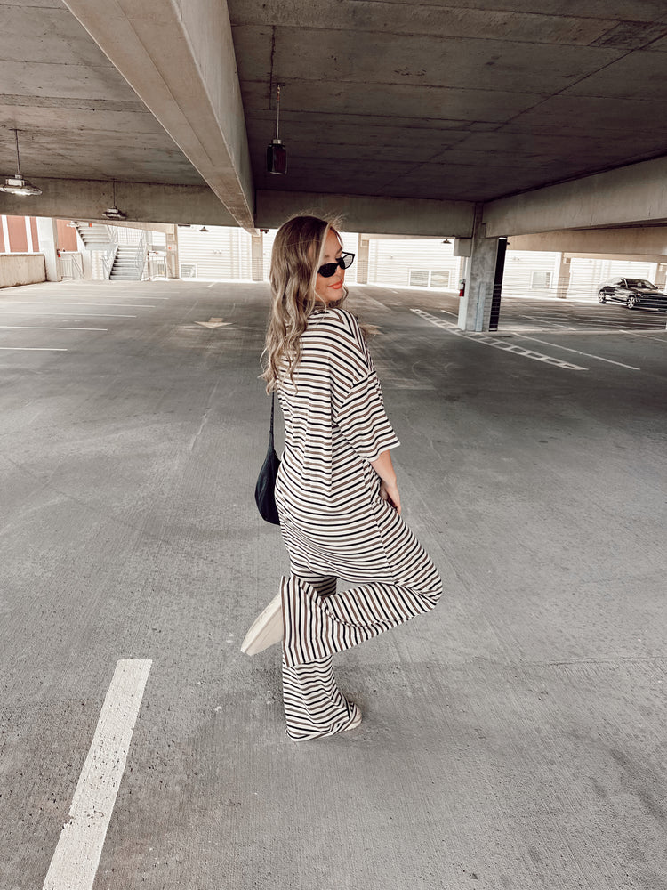 The Stripe Catlyn PANTS set (Taupe, Black, & Tan)