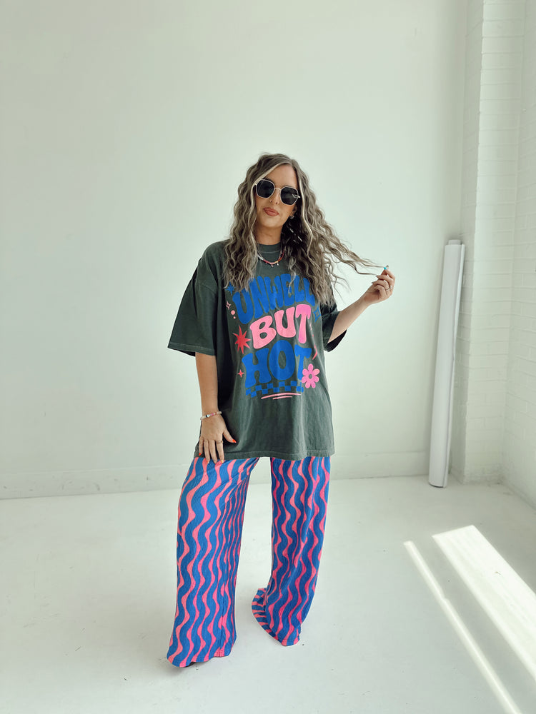 Blue X Pink wavy Flowy PANTS