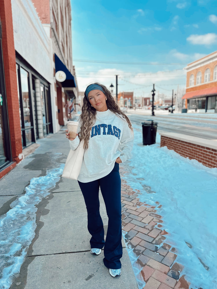 B&B TUMMY CONTROL FLARE LEGGINGS - (NAVY)