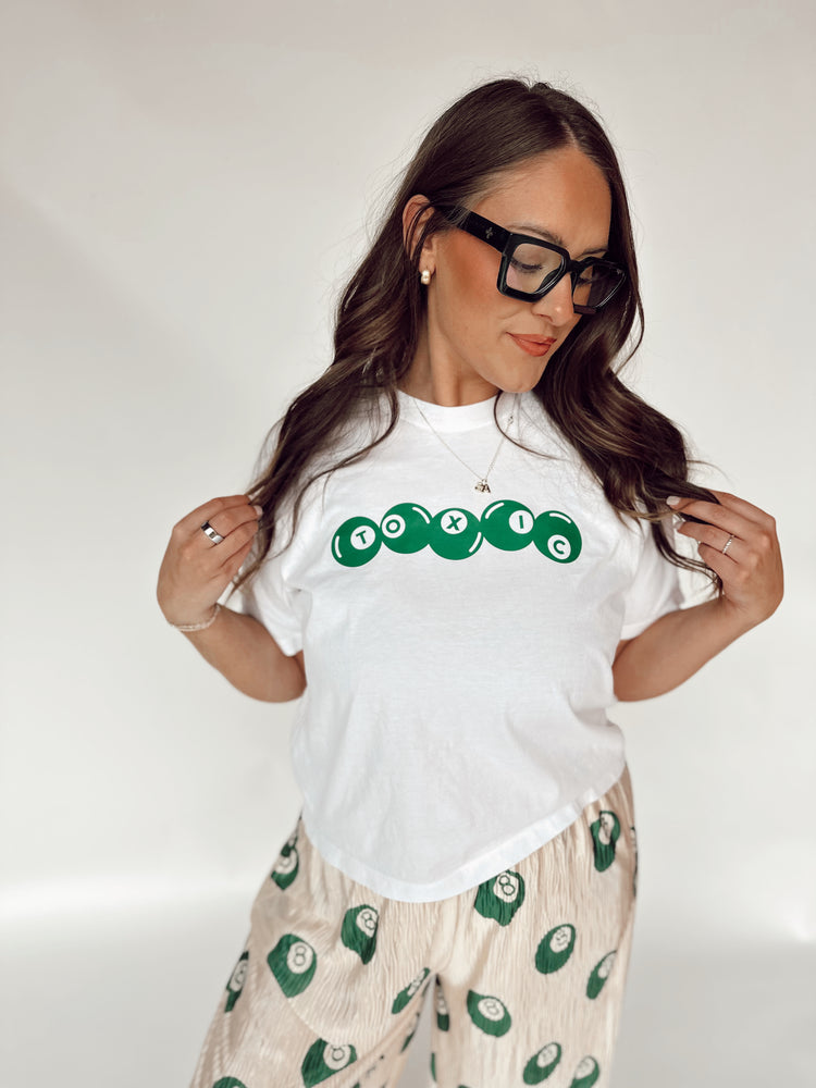 Toxic 8ball Graphic WHITE (cropped or full length)