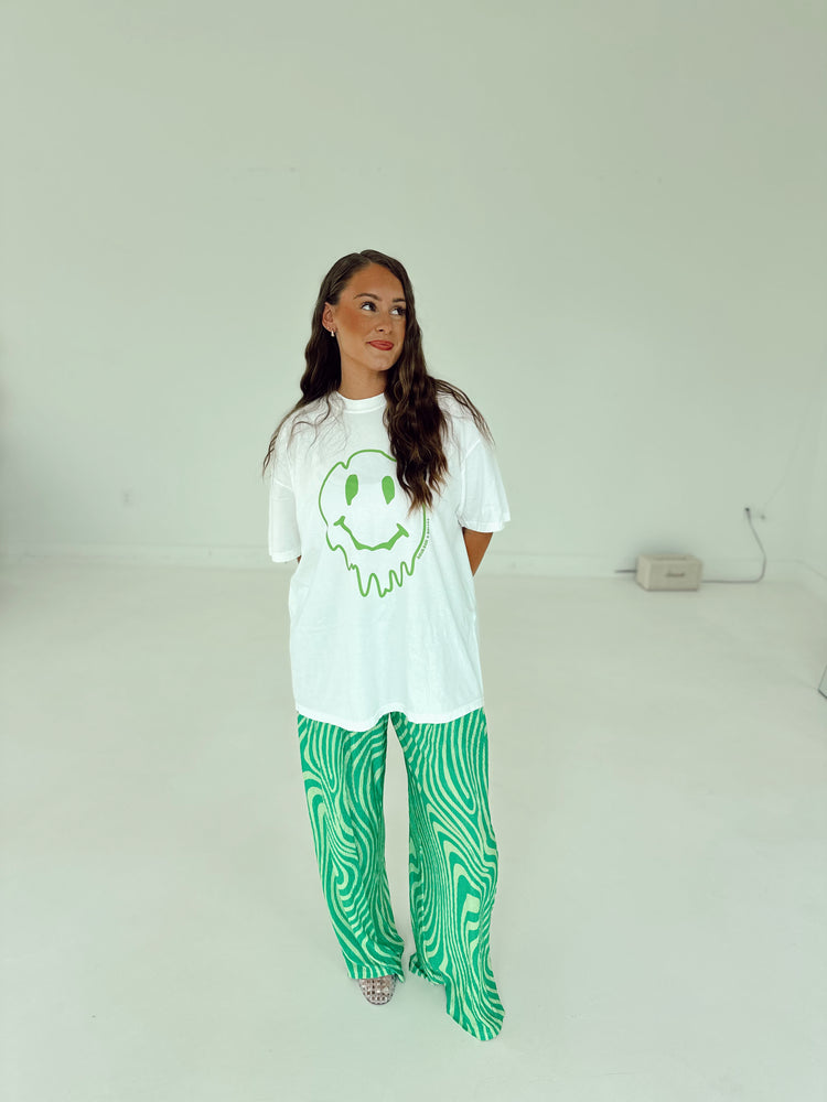 Green Drip Smiley (White)