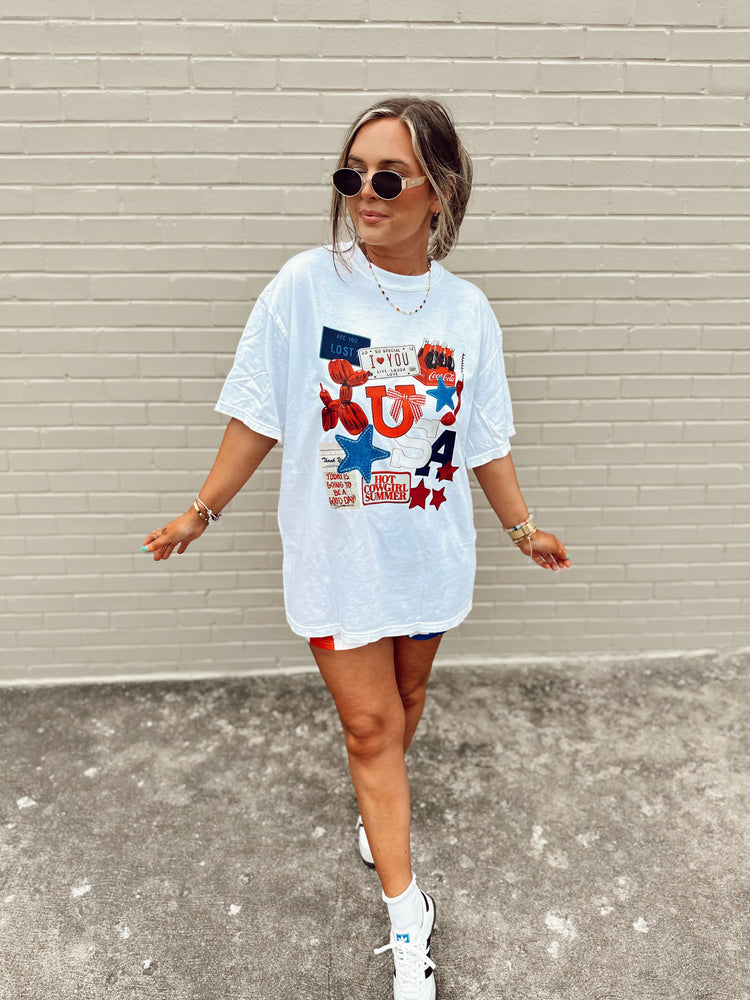 USA Collage graphic BABY BLUE (cropped or full length)