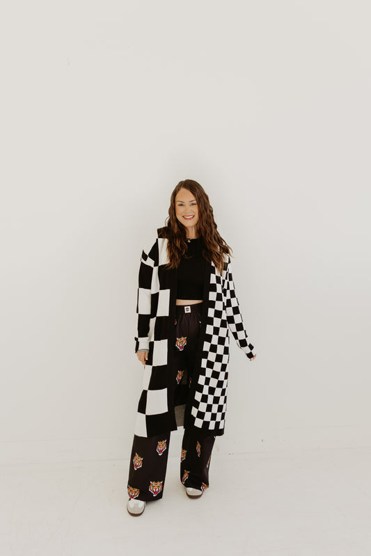 Checkered Dreams Long Cardigan