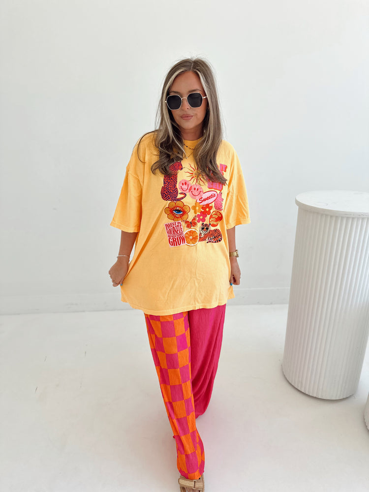 HOT Pink and Orange Spliced Flowy PANTS