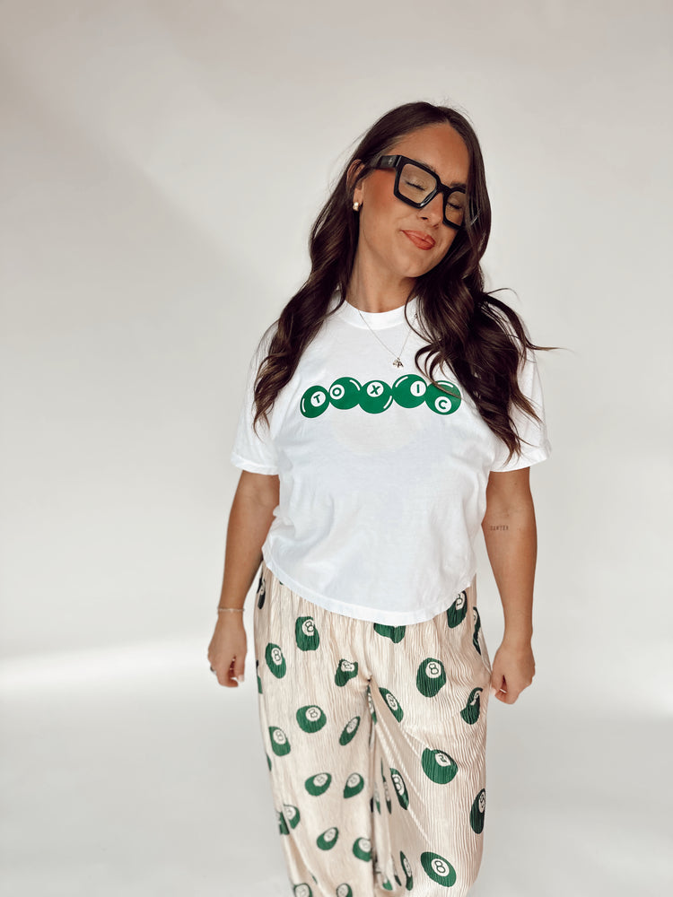 Toxic 8ball Graphic WHITE (cropped or full length)