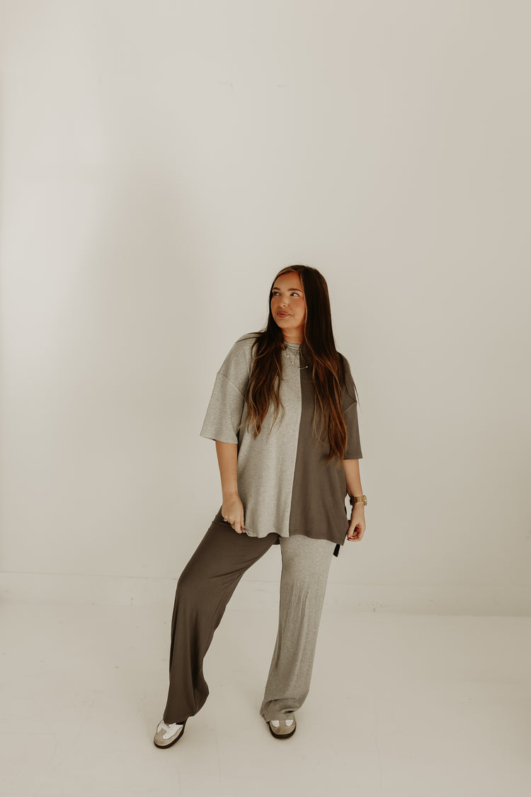 Ribbed Catlyn Pants Set (SPLICED GREY)