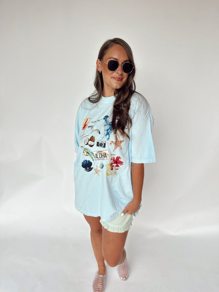 BEACHY COLLAGE TEE (CHAMBRAY)