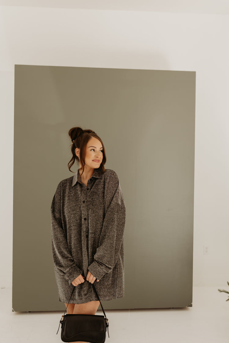 Midnight Magic Oversized Button up (Gunmetal)