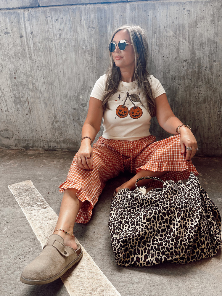 Orange Gingham Cropped Ruffle Boxer PANTS