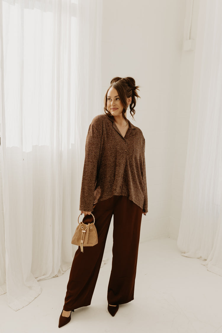 Silky Style Wide leg Pants (brown)