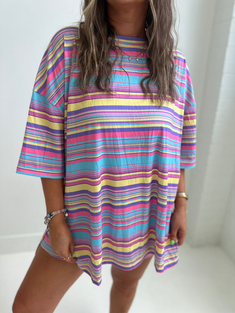 Pastel Stripes T-Shirt Lounge Set