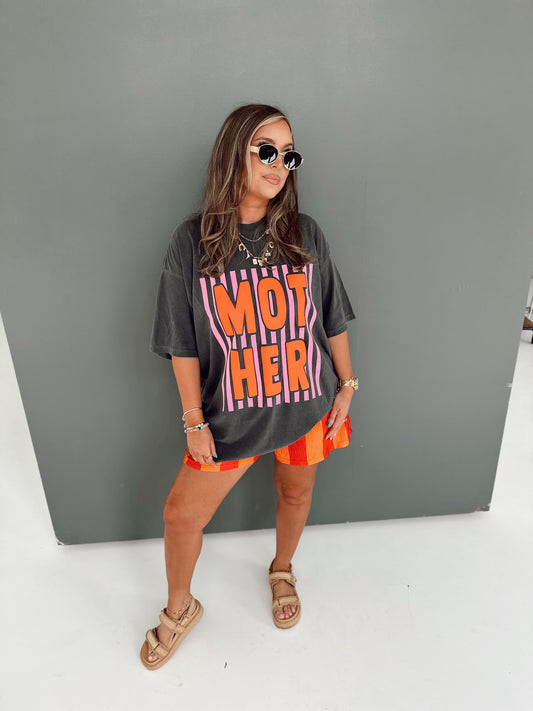 Hot Orange Striped Flowy Shorts