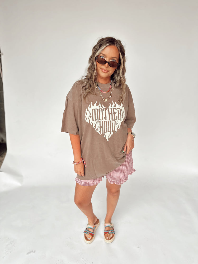 Pink & Brown Gingham Ruffle SHORTS