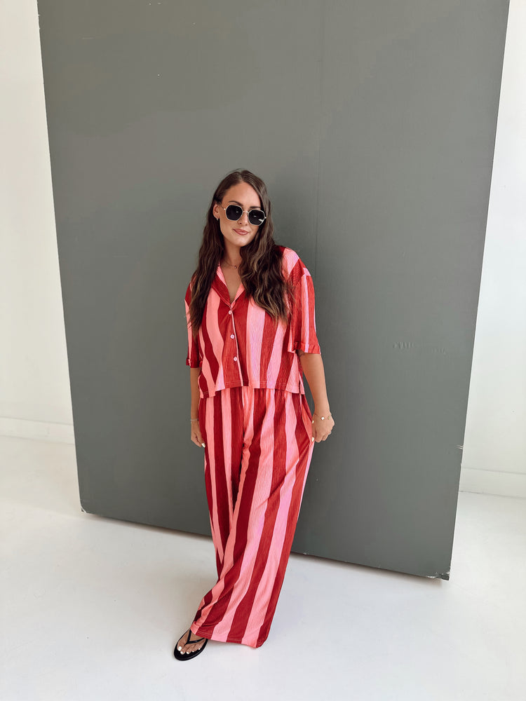 Raspberry Striped Flowy PANTS