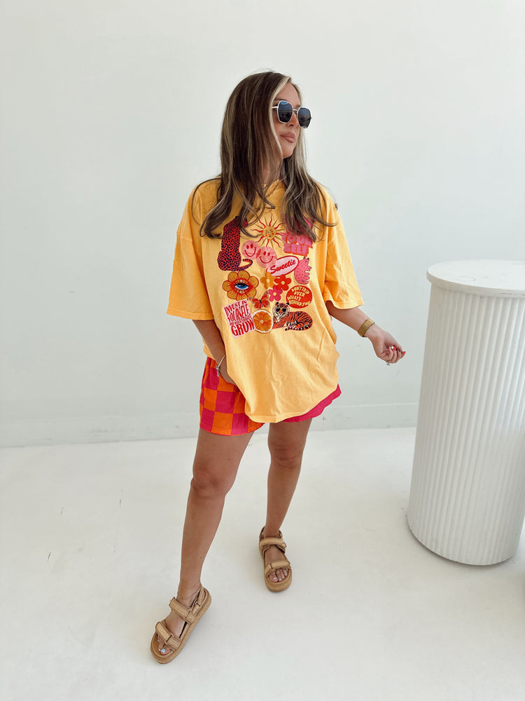 HOT pink and Orange Spliced Flowy SHORTS