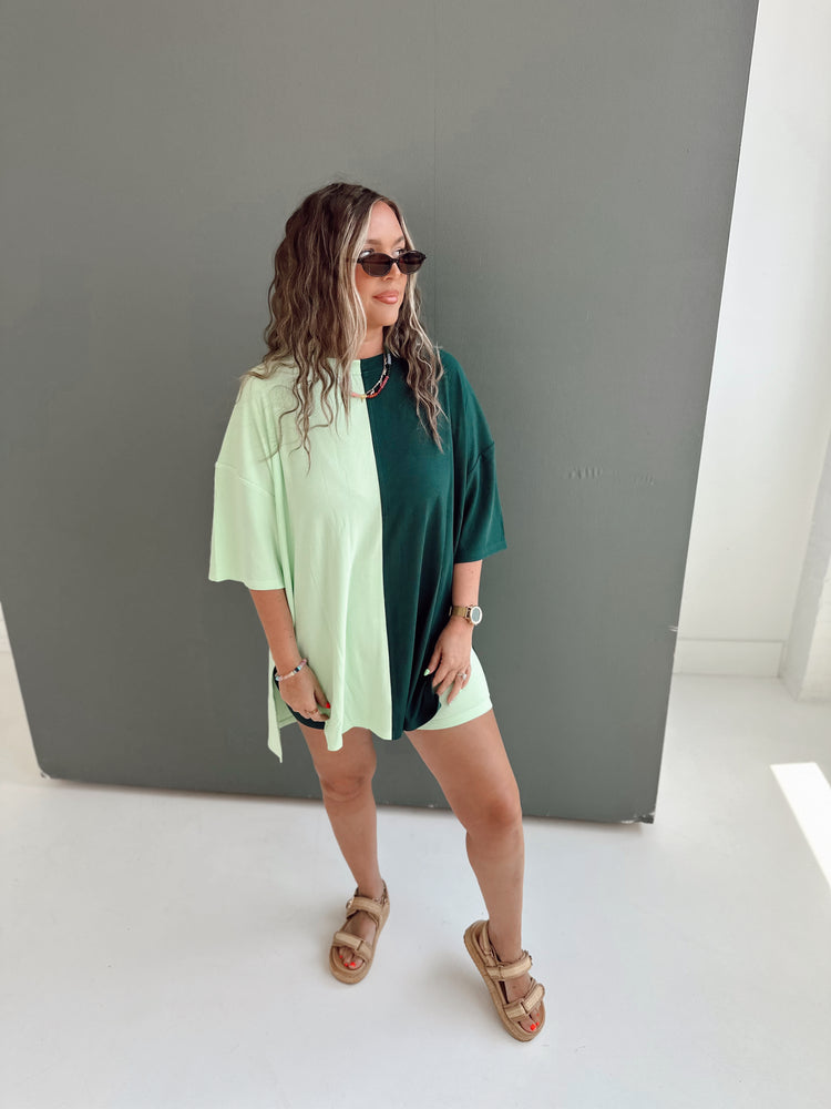 ENVY GREEN SPLICED RIBBED CATLYN SET