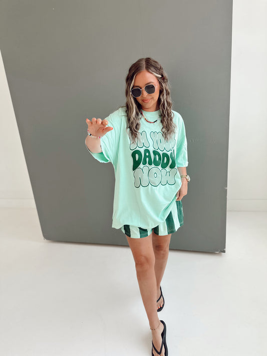 Mint & Green Striped Flowy SHORTS