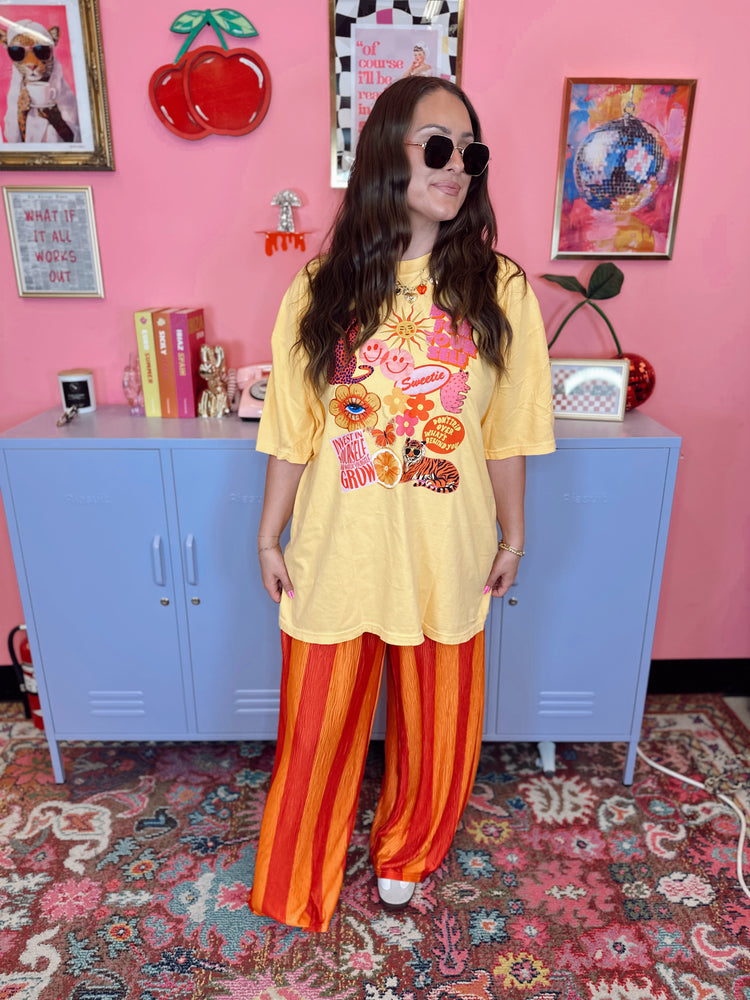 Hot Orange Striped Flowy PANTS