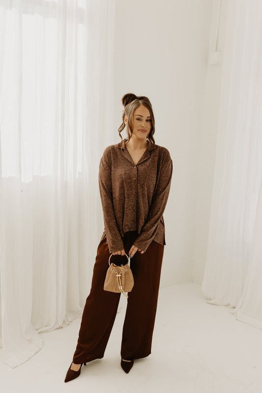 Silky Style Wide leg Pants (brown)