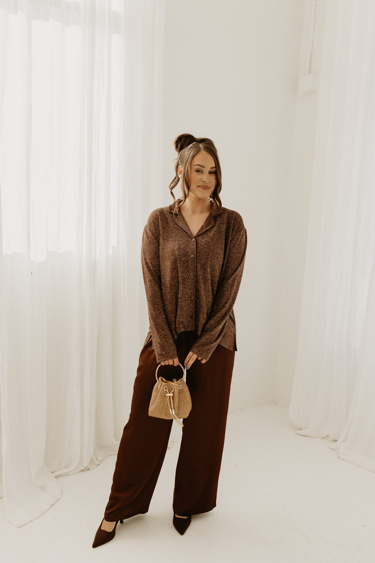 Silky Style Wide leg Pants (brown)