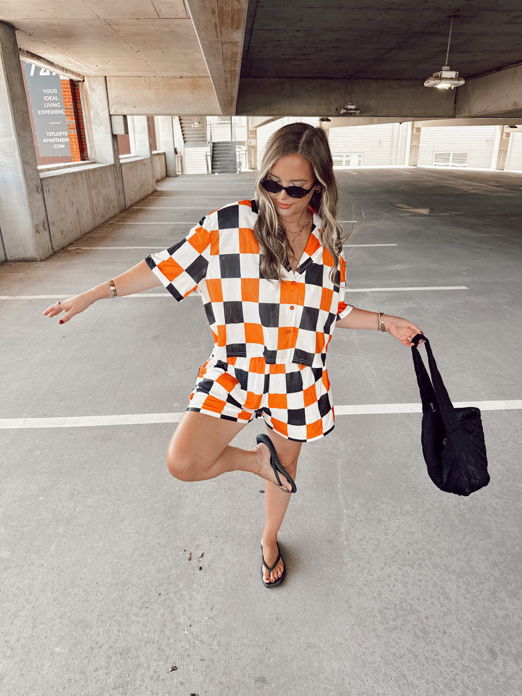 Orange, B&W Checkmate Flowy SHORTS