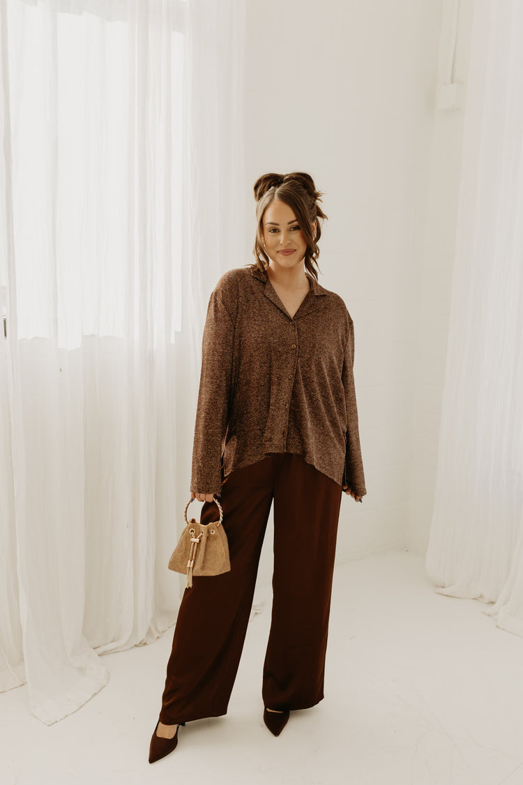 Silky Style Wide leg Pants (brown)