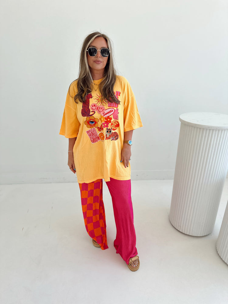 HOT Pink and Orange Spliced Flowy PANTS