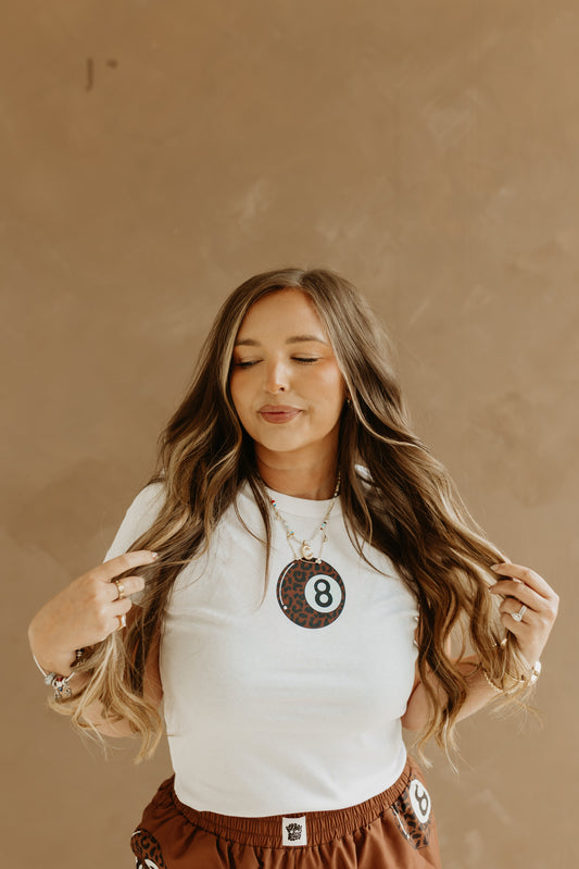 Brown Leopard 8ball Baby tee