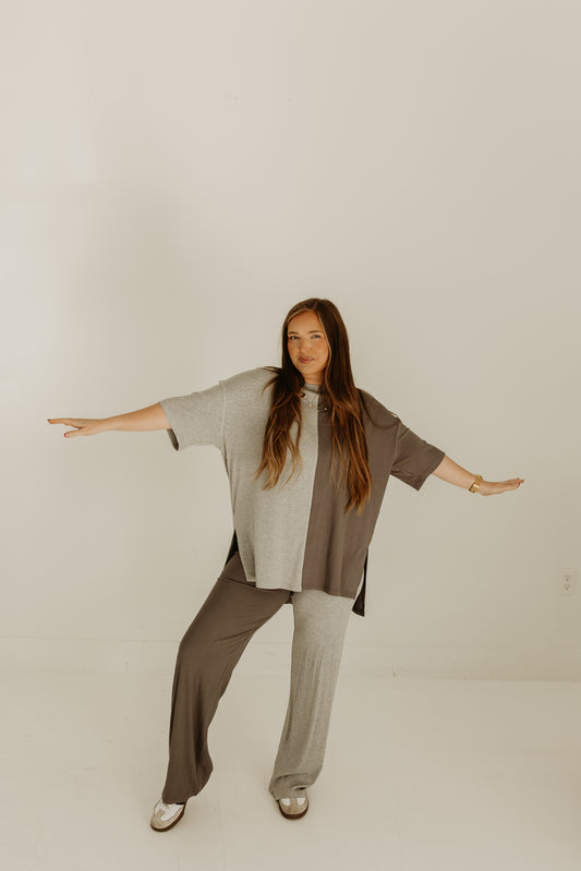 Ribbed Catlyn Pants Set (SPLICED GREY)