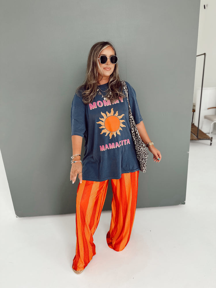 Hot Orange Striped Flowy PANTS