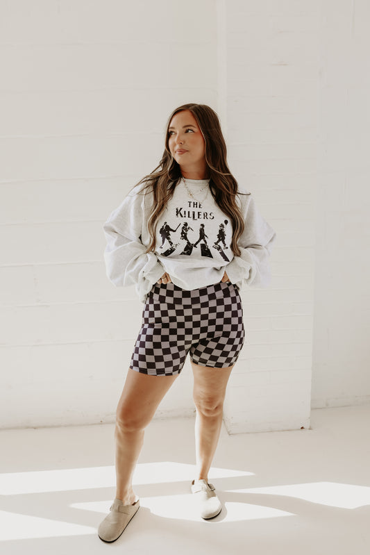 Baby Check Biker Shorts (Grey & Black)