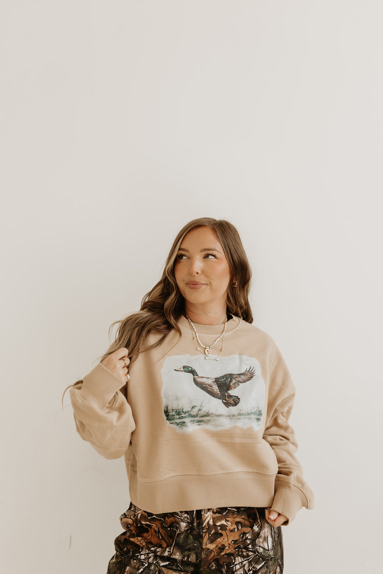 Khaki Cropped Crew Neck