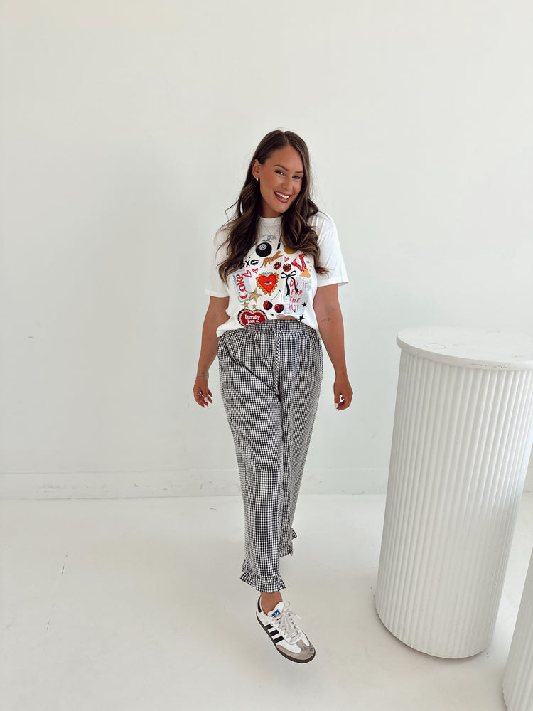 B&W Gingham Cropped Ruffle Boxer Pants