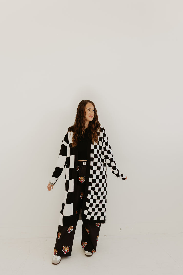 Checkered Dreams Long Cardigan