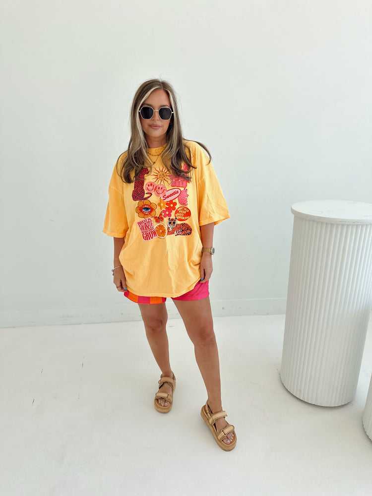 HOT pink and Orange Spliced Flowy SHORTS